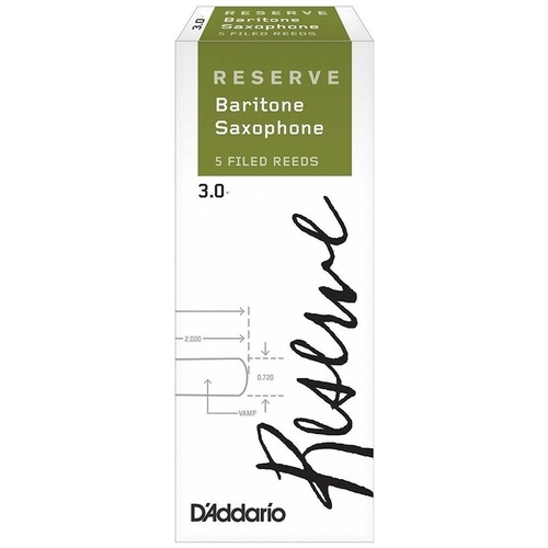 D'Addario Woodwinds Rico Reserve Baritone Saxophone Reeds, Strength 3, - 5 Reeds