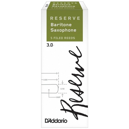 D'Addario Woodwinds Rico Reserve Baritone Saxophone Reeds, Strength 3, 5 pack