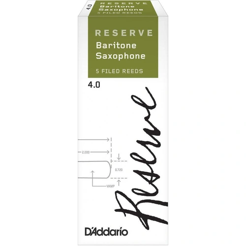 D'Addario Reserve, Baritone Saxophone Reeds, Strength 4.0, - 5 Reeds