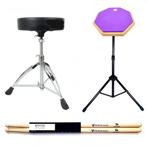 BBT Pack Purple Practice Pad & Stand Vic Firth Nova 5A - DA130 Drum Stool
