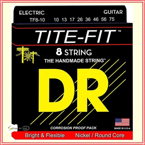DR Strings Tite-Fit Nickel Plated Medium 8-String Electric Guitar Strings 
