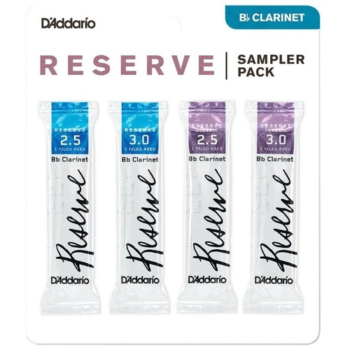 D'Addario Woodwinds DRS-C25 Reserve Bb Clarinet Reed Sampler Pack, 2.5/3.0