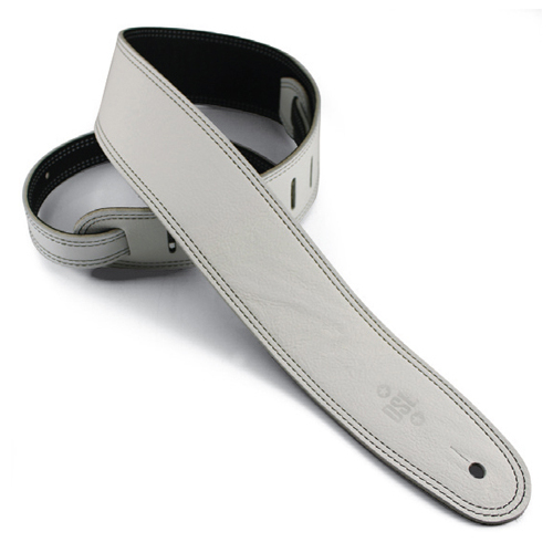 DSL Reversible Black & White Leather Guitar Strap  2.5 inches