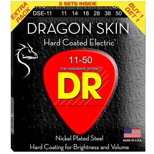 DR Dragon skin K3 Coated Electric Guitar Strings 11 - 50 - 2 sets