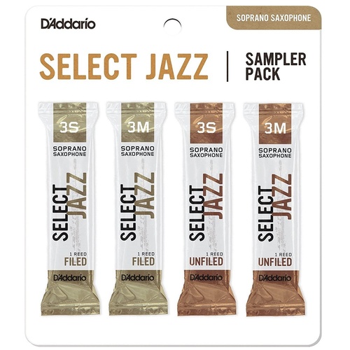 D'Addario Woodwinds DSJ-I3S Select Jazz Soprano Saxophone Reed Sampler Pack, 3S/3M