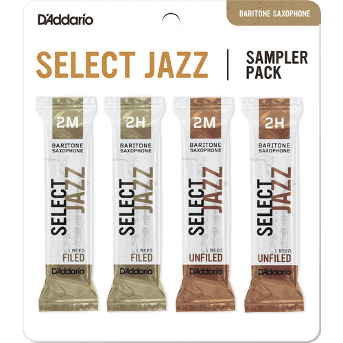 D'Addario Select Jazz Baritone Reed Sampler Pack, 2M/2H