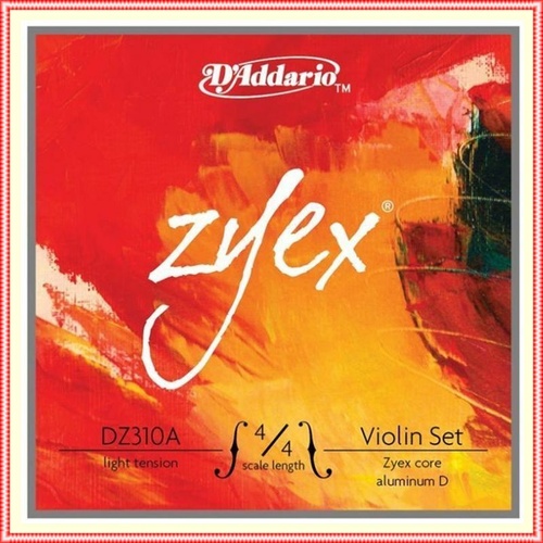  D'Addario DZ310A  Zyex Series Violin Strings Set  4/4 Size Light, Aluminum D  