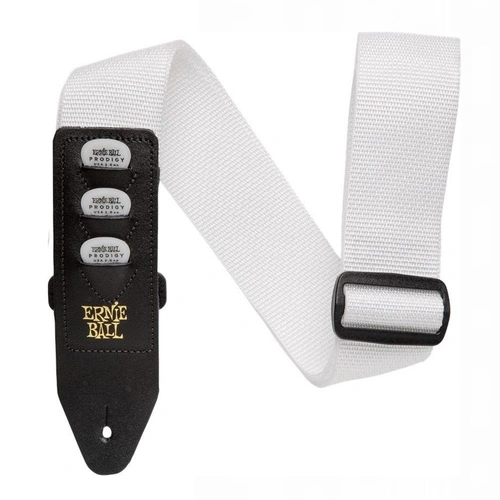 Ernie Ball Pickholder Polypro Strap, WHITE ( Picks Not Included ) 4259