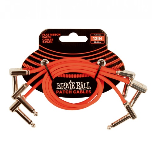 Ernie Ball Flat Ribbon Pedalboard  Patch Cable - 12 inch, Red 3 Pack
