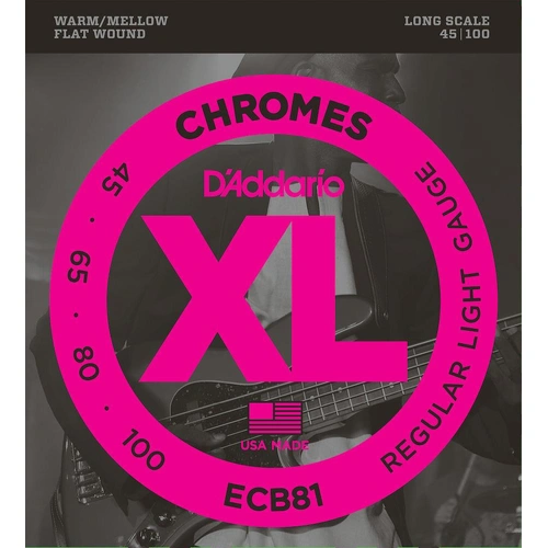 D'Addario ECB81 Chromes Bass Guitar Strings, Light, 45-100, Long Scale