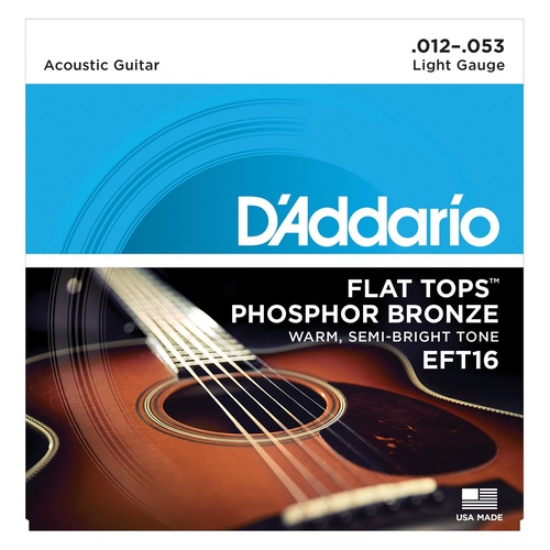 D'Addario EFT16 Flat Tops Phosphor Bronze Guitar Strings 12 - 53