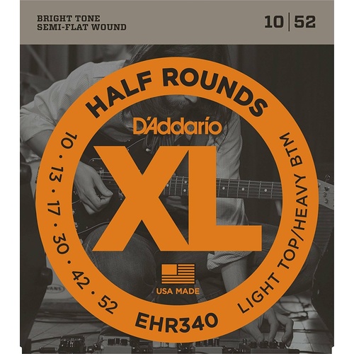D'Addario EHR340 Half Round Electric Guitar Strings Light Top/HB 10 - 52