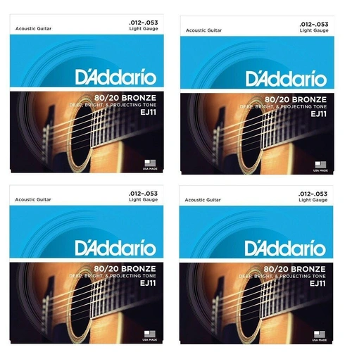 D'Addario EJ11 4 SETS  80/20 Bronze Light Acoustic Guitar Strings