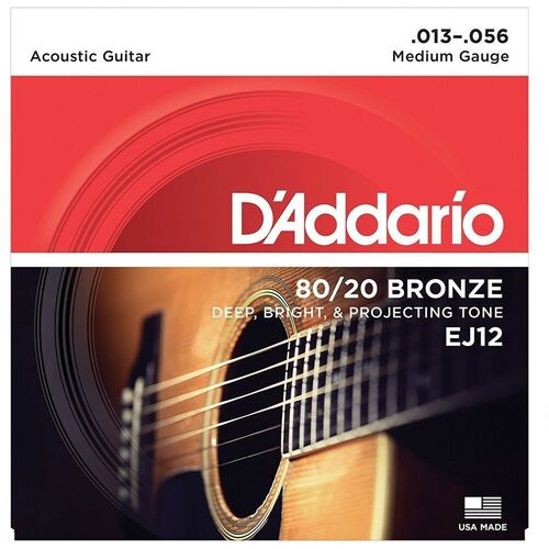 D'Addario EJ12 80/20 Bronze Medium Acoustic Guitar Strings 13 - 56