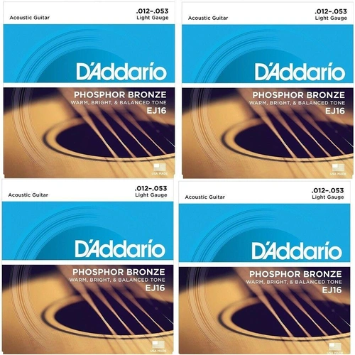 D'Addario EJ16 4 SETS  Phosphor Bronze  Light Acoustic Strings   12 - 53