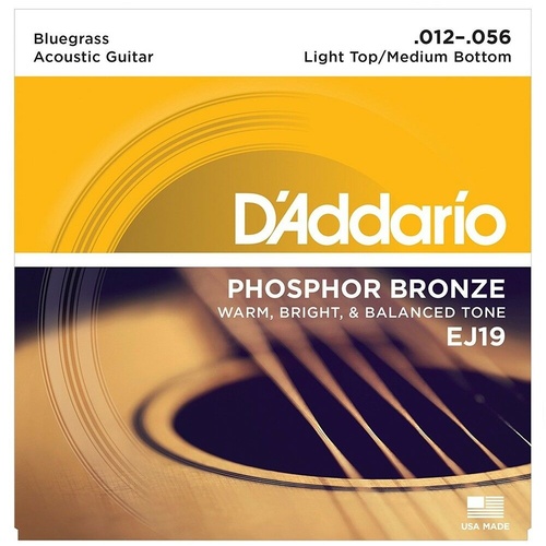 D'Addario EJ19 Phos Bronze Bluegrass Acoustic Guitar Strings 12 - 56