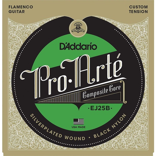 D'Addario EJ25B Pro-Arte Black Nylon Composite Flamenco Guitar Strings 