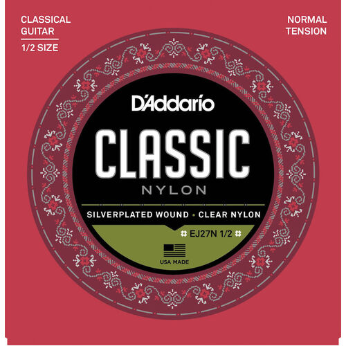 D'Addario EJ27N 1/2 Size Classical Guitar Strings, Normal Tension