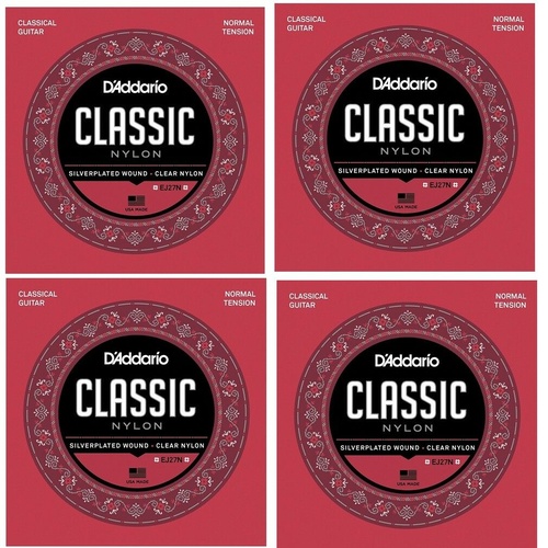 D'Addario EJ27N 4 SETS Student Nylon Classical Guitar Strings, Normal Tension