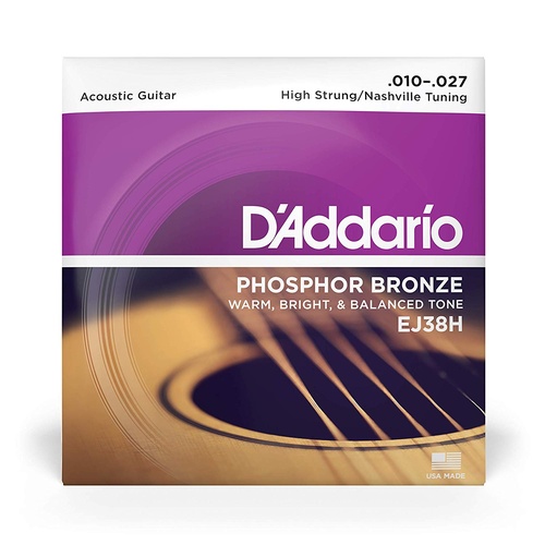 D'Addario EJ38H P/B Acoustic Guitar Strings High Strung/Nashville Tuning 10 - 27