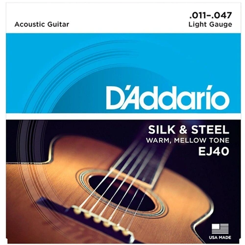 D'Addario EJ40 Silk and Steel Folk Acoustic Guitar Strings - .011-.047 