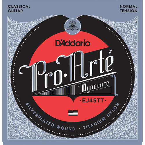 D'Addario EJ45TT ProArte Dynacore Classical Guitar Strings Titanium Trebles