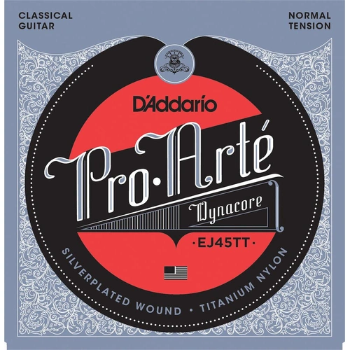 D'Addario EJ45TT ProArte Dynacore Classical Guitar Strings Titanium Trebles