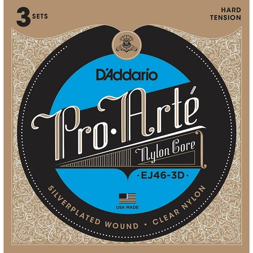 D'Addario EJ46-3D (3Sets)Pro-Arte Classical Nylon Guitar Strings - hard Tension