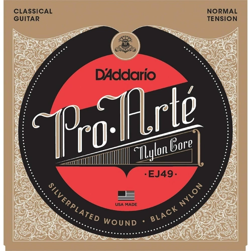 D'Addario EJ49 Pro-Arte Black Nylon Classical Guitar Strings Normal Tension