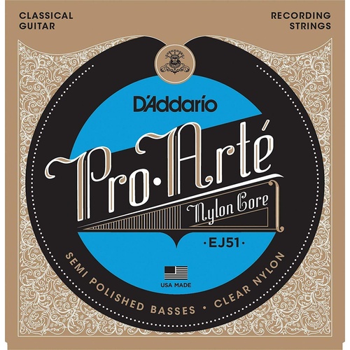 D'Addario EJ51 Pro-Arte Classical Guitar Strings Polished Basses Hard Tension