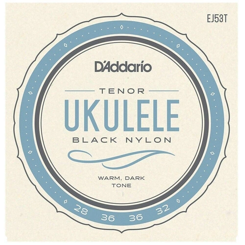 D'Addario EJ53T  Ukulele Strings, Tenor Ukulele standard GCEA tuning - Black Nylon