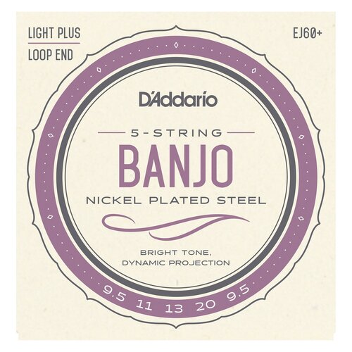D'Addario J60+ Nickel Light-Plus 5-String Bluegrass Banjo Strings  Set EJ60+