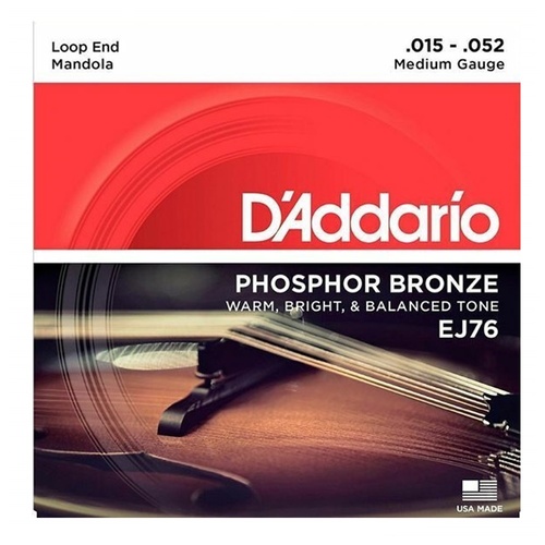 D'Addario EJ76 Phosphor Bronze Medium Mandola Strings 15 - 52 Loop Ends
