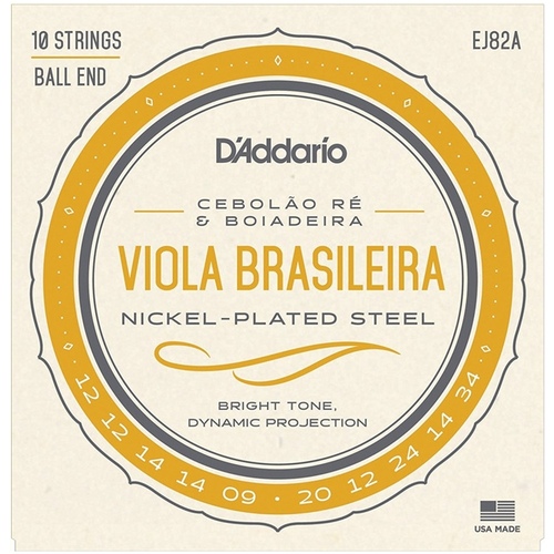 D'Addario EJ82A Viola Brasileira Set, Cebolao Re and Boiadeira 10-String Set