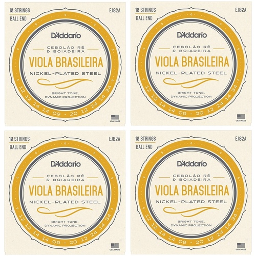 D'Addario EJ82A Viola Brasileira Set, Cebolao Re and Boiadeira 10-String - 4 SETS