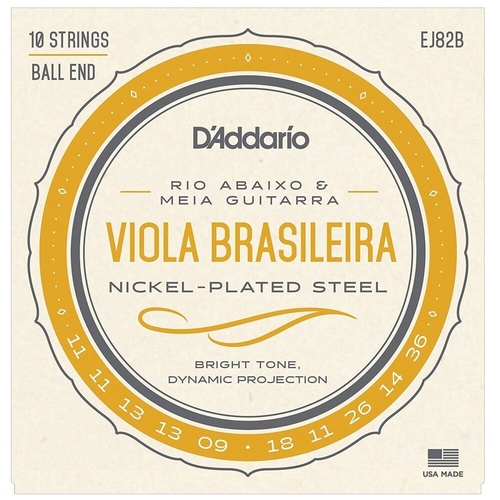 D'Addario EJ82B Nickel Plated Viola  Brasileira Rio  Abaixo 10-String Set