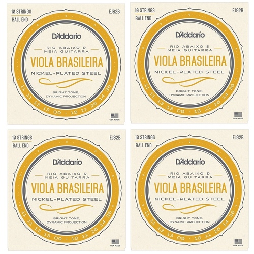 D'Addario EJ82B Nickel Plated Viola  Brasileira Rio  Abaixo 10-String  - 4 SETS