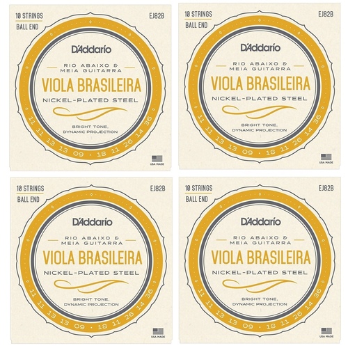 4 Sets D'Addario EJ82B Nickel Plated Viola  Brasileira Rio  Abaixo 10-String Set