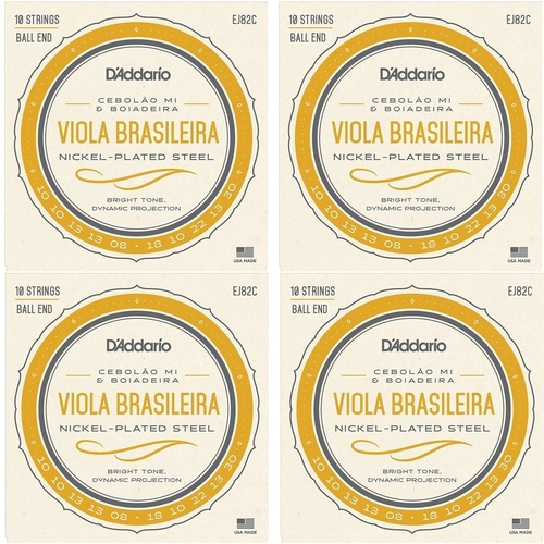 D'Addario EJ82C Cebolao Mi and Boiadeira Viola Brasileira Strings 10-String  - 4 SETS