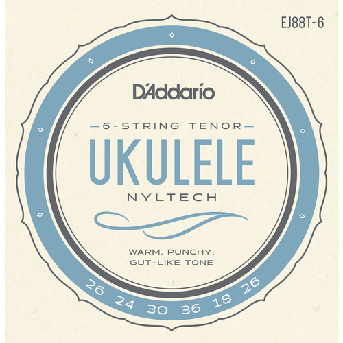 D'Addario EJ88T-6 Nyltech Ukulele Strings, 6-String Tenor