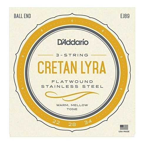 D'Addario EJ89 Flat Wound Cretan Lyra Strings One Set Flatwound Stainless Steel
