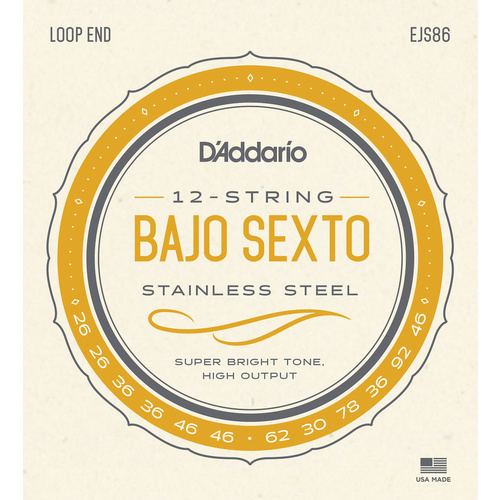 D'Addario EJS86 Bajo Sexto Stainless Steel Strings