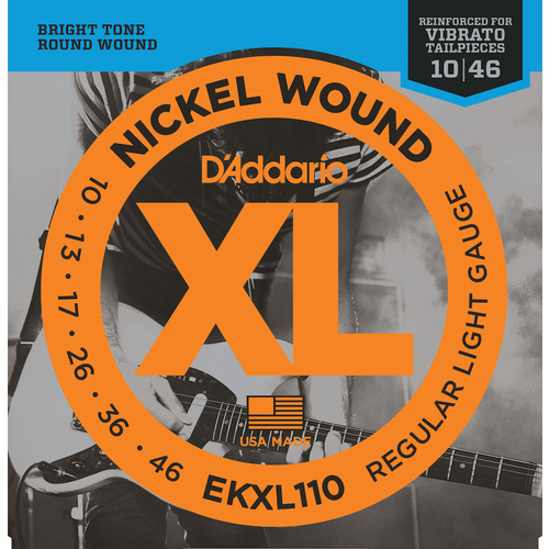 D'Addario EKXL110 Nickel Wound Electric Guitar Strings, Regular Light, Reinforced, 10-46