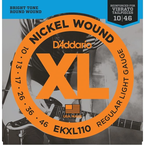 D'Addario EKXL110 Nickel Wound Electric Guitar Strings, Regular Light, Reinforced, 10-46