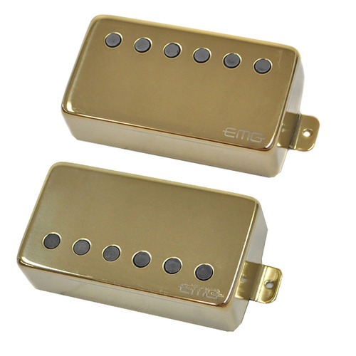 EMG 57/66 Humbucker Guitar Pickups Set, Gold Covers Neck & Bridge Set