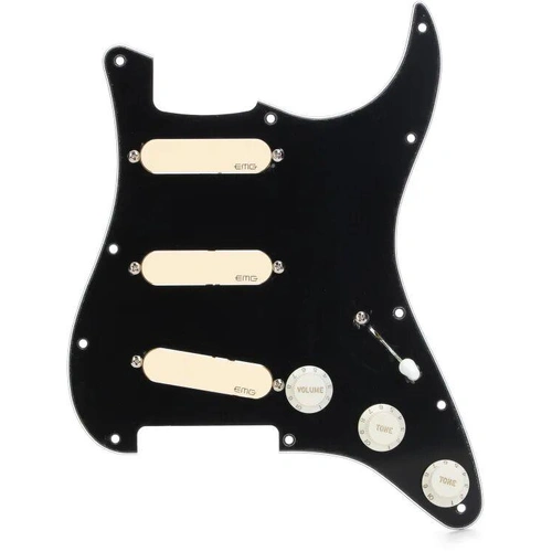 EMG DG20 David Gilmour Pre-Wired Pickguard Black - Ivory pickups