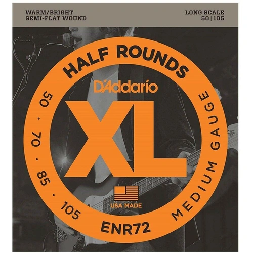 D'Addario ENR72 Half Round Bass Guitar Strings, Medium, 50-105, Long Scale