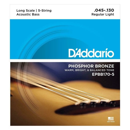 D'Addario EPBB170-5 Phosphor Bronze 5-String Acoustic Bass Strings - .045-.130 