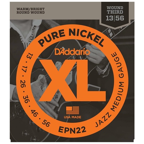 D'Addario EPN22 Pure Nickel Jazz Medium Electric Guitar Strings 13 - 56