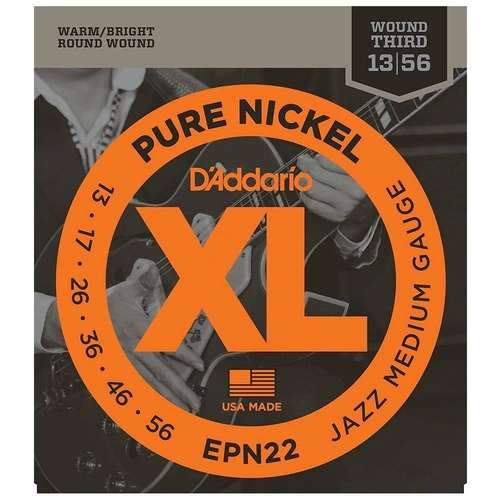 D'Addario EPN22 Pure Nickel Jazz Medium Electric Guitar Strings 13 - 56